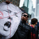 A man holds a sign as he takes part in a protest against Republican presidential front-runner Donald Trump in New York City on March 19, 2016.
KENA BETANCUR/AFP/Getty Images